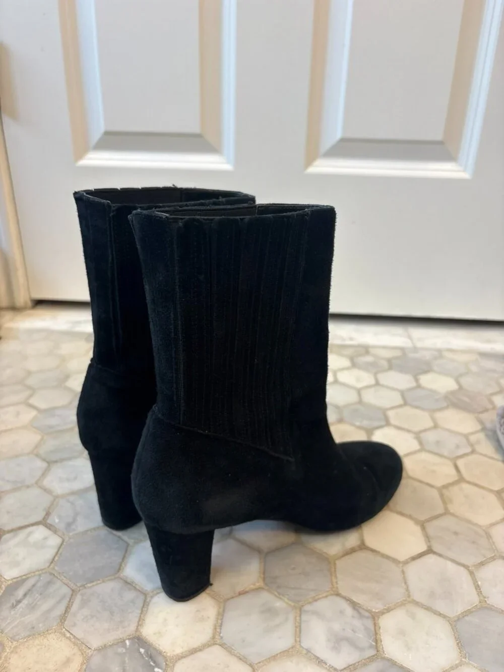 Fifth Ave Chelsea Booties Black Leather Heels Casual 8M